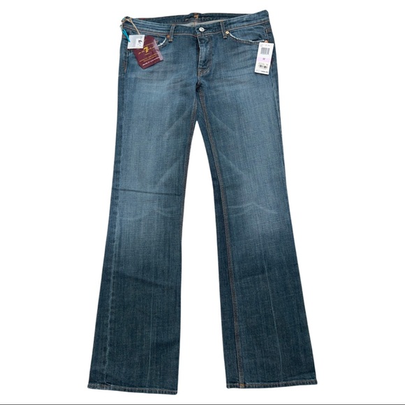 7FAM Flynt Boot Cut Mid-Rise Jeans - 32, rhinestone pockets - Picture 1 of 12